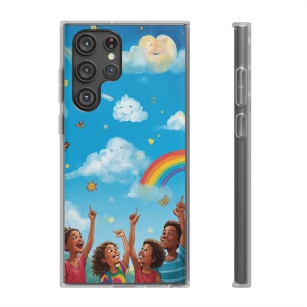 whimsical rainbow clouds phone case — cute kids sky illustration