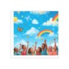 post it note pad — colorful kids rainbow sky design