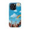 whimsical rainbow clouds phone case — cute kids sky illustration