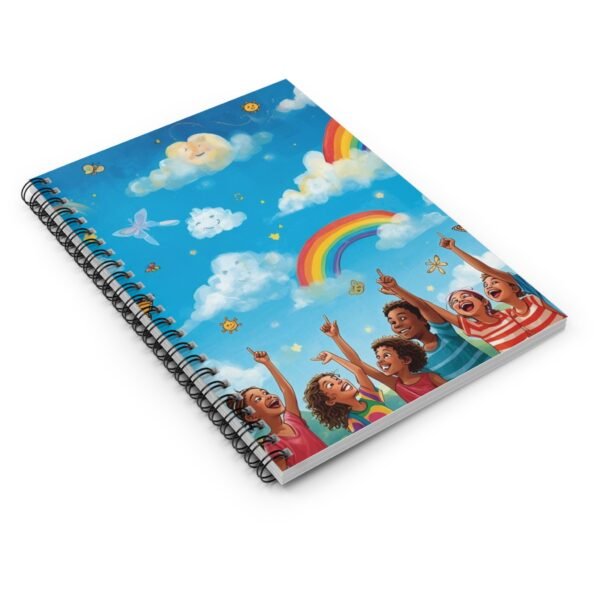 colorful kids' spiral notebook — rainbow clouds ruled journal