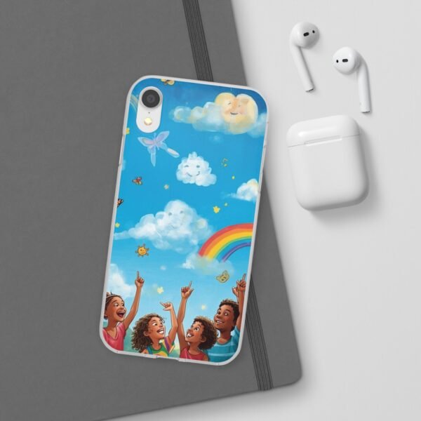 whimsical rainbow clouds phone case — cute kids sky illustration