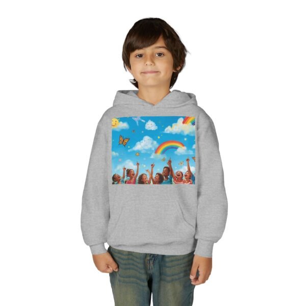 kids rainbow cloud hoodie — "painting the cloud" youth sweatshirt