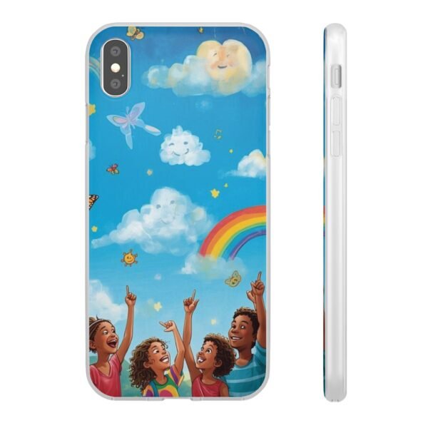 whimsical rainbow clouds phone case — cute kids sky illustration