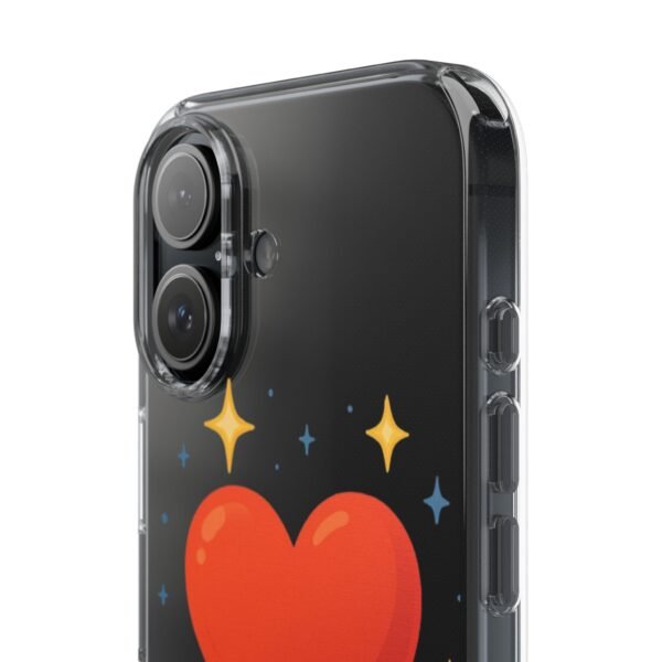 clear impact phone case — red heart & “love without limits” design
