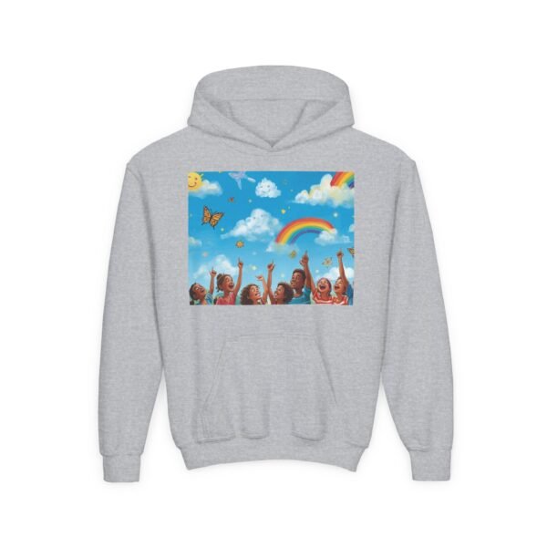 kids rainbow cloud hoodie — "painting the cloud" youth sweatshirt