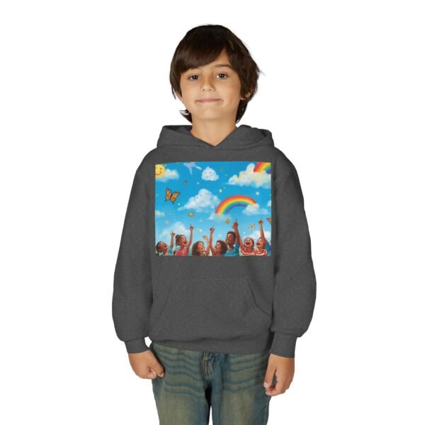 kids rainbow cloud hoodie — "painting the cloud" youth sweatshirt