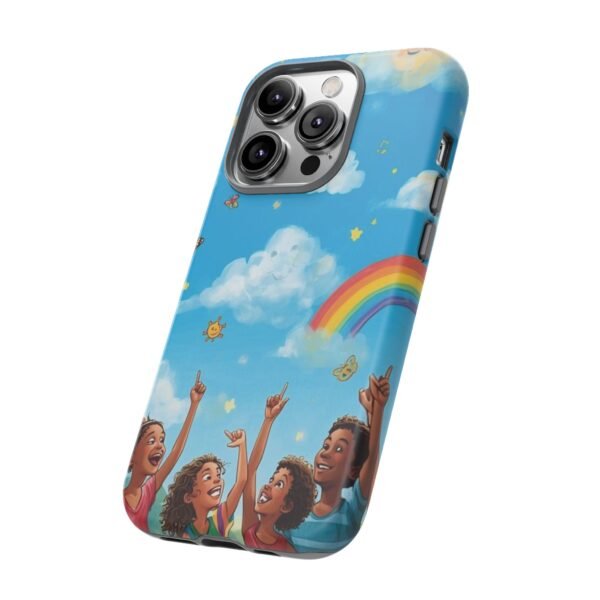 kids rainbow sky phone case – colorful cloud & happy children tough case