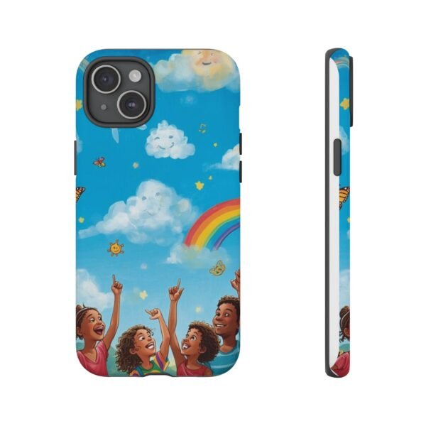kids rainbow sky phone case – colorful cloud & happy children tough case