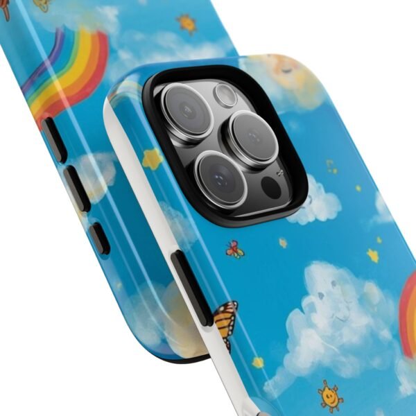 kids rainbow sky phone case – colorful cloud & happy children tough case