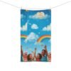 children’s rainbow clouds hand towel — bright nursery bath towel