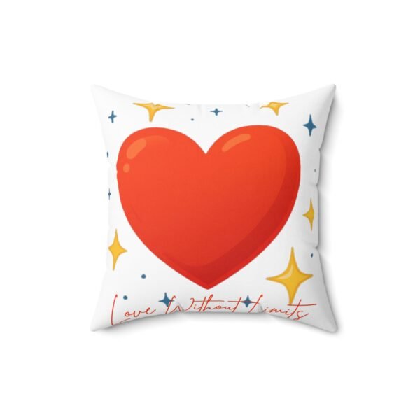 heart sparkle throw pillow — "love without limits" decorative cushion