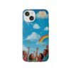 whimsical rainbow clouds phone case — cute kids sky illustration