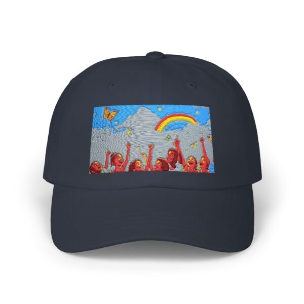 dad cap — colorful festival art rainbow & crowd embroidered hat