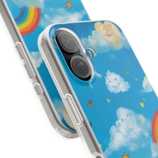 whimsical rainbow clouds phone case — cute kids sky illustration
