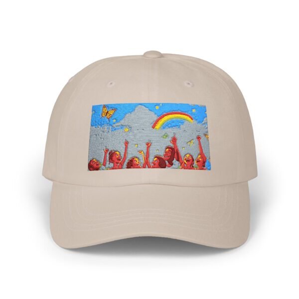 dad cap — colorful festival art rainbow & crowd embroidered hat