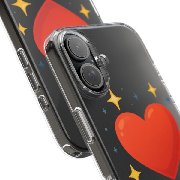 clear impact phone case — red heart & “love without limits” design