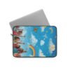 rainbow sky laptop sleeve — whimsical kids cloud, butterflies & rainbow design
