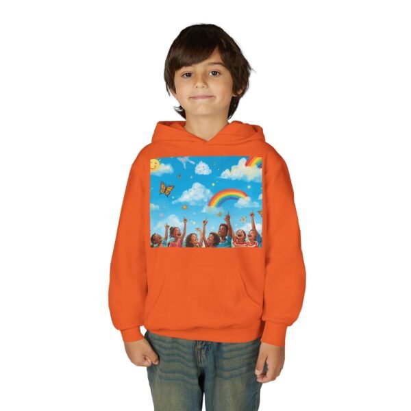 kids rainbow cloud hoodie — "painting the cloud" youth sweatshirt