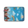 rainbow sky laptop sleeve — whimsical kids cloud, butterflies & rainbow design