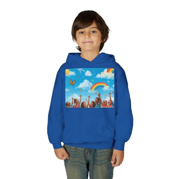 kids rainbow cloud hoodie — "painting the cloud" youth sweatshirt