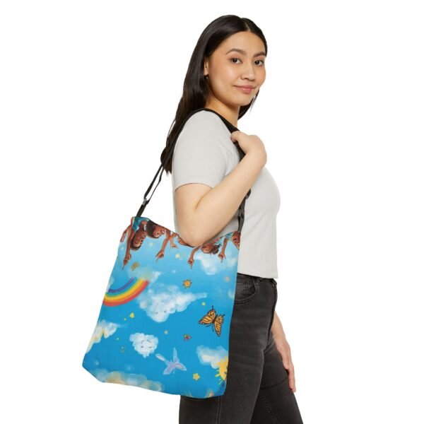 adjustable tote bag — rainbow kids cloud print shoulder bag