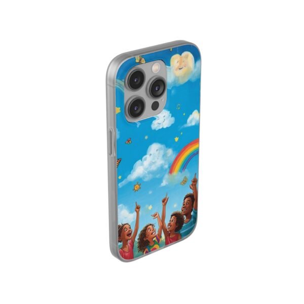 whimsical rainbow clouds phone case — cute kids sky illustration