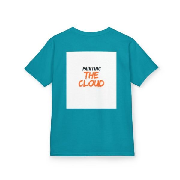 kids tee — joyful rainbow cloud design (“painting the cloud”)