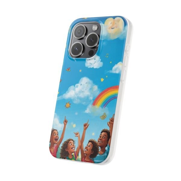 whimsical rainbow clouds phone case — cute kids sky illustration