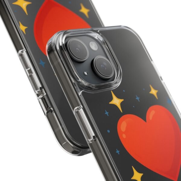 clear impact phone case — red heart & “love without limits” design