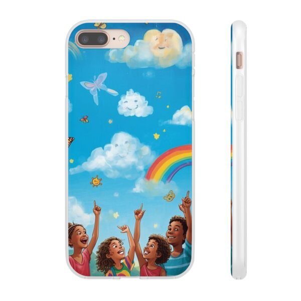 whimsical rainbow clouds phone case — cute kids sky illustration