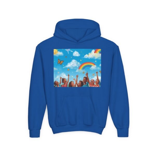 kids rainbow cloud hoodie — "painting the cloud" youth sweatshirt