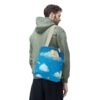 whimsical cloud & rainbow tote bag — cute smiling moon, kids illustration aop tote
