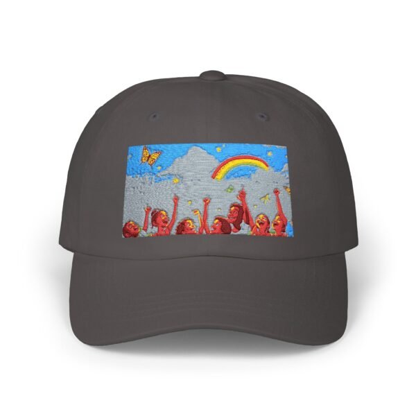 dad cap — colorful festival art rainbow & crowd embroidered hat