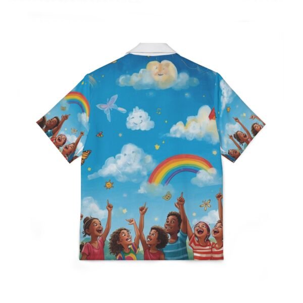 rainbow sky hawaiian shirt — joyful kids camp aop print