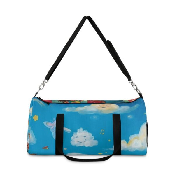 cute cloudy sky duffel bag — whimsical kids travel gym bag with sleeping cloud & stars