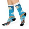 rainbow dream crew socks — colorful cushioned socks with clouds & smiling moon