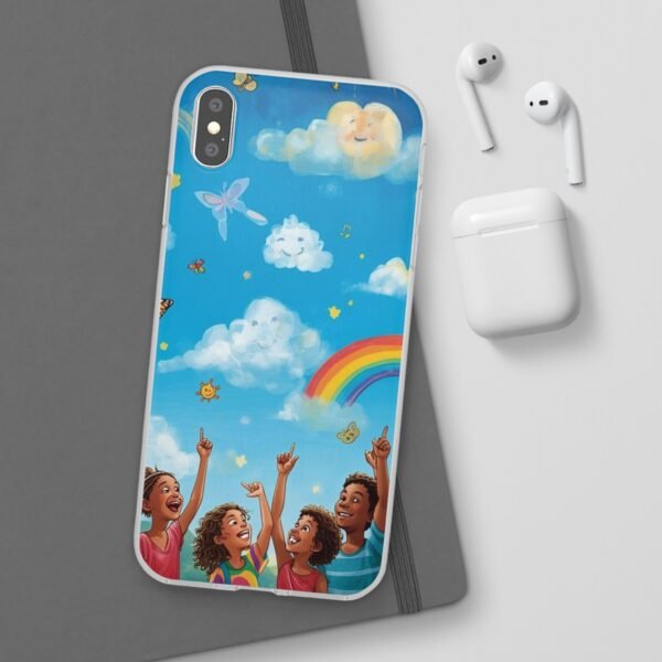 whimsical rainbow clouds phone case — cute kids sky illustration