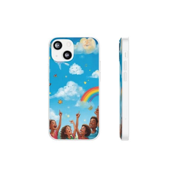 whimsical rainbow clouds phone case — cute kids sky illustration