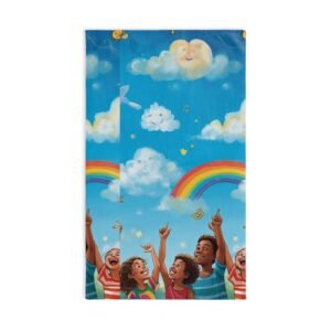 children’s rainbow clouds hand towel — bright nursery bath towel