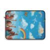rainbow sky laptop sleeve — whimsical kids cloud, butterflies & rainbow design