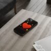 clear impact phone case — red heart & “love without limits” design