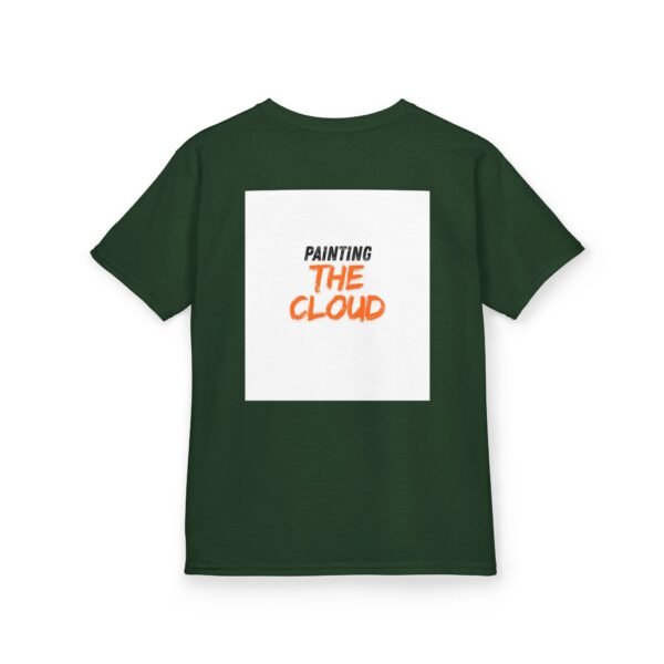 kids tee — joyful rainbow cloud design (“painting the cloud”)