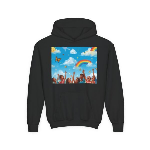 kids rainbow cloud hoodie — "painting the cloud" youth sweatshirt