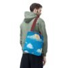 whimsical cloud & rainbow tote bag — cute smiling moon, kids illustration aop tote