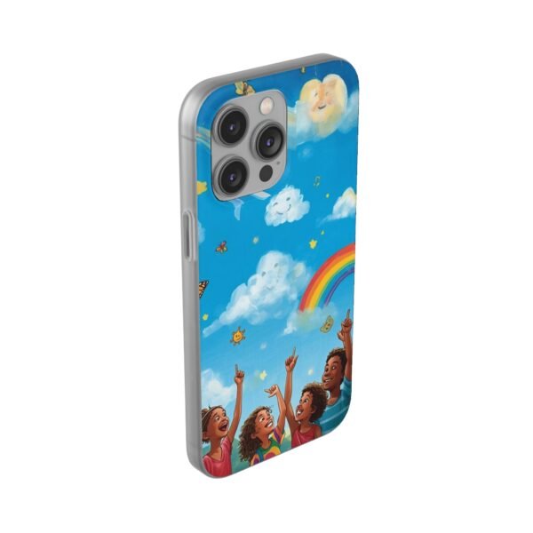 whimsical rainbow clouds phone case — cute kids sky illustration