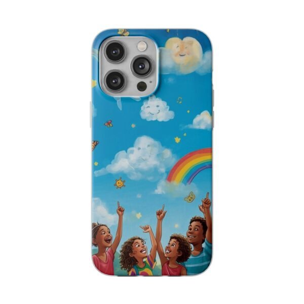 whimsical rainbow clouds phone case — cute kids sky illustration