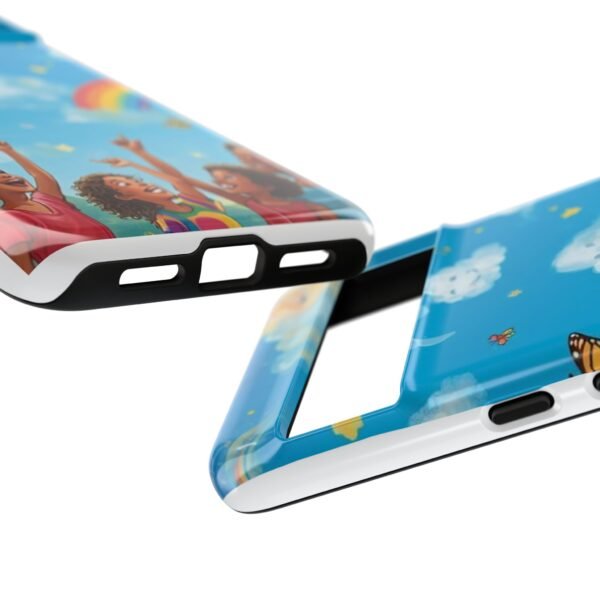 kids rainbow sky phone case – colorful cloud & happy children tough case