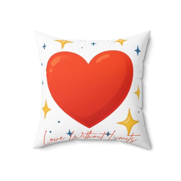 heart sparkle throw pillow — "love without limits" decorative cushion