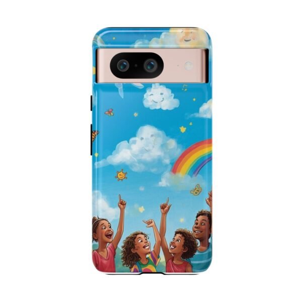 kids rainbow sky phone case – colorful cloud & happy children tough case