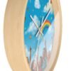 children's rainbow wall clock — joyful diverse kids, clouds & butterflies